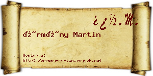 Örmény Martin névjegykártya